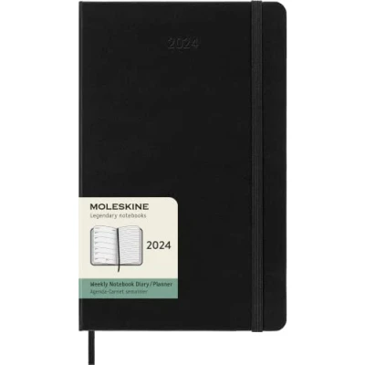 Imagen de Moleskine Agenda Semanal con Espacio para Notas 12 Meses 2024, Formato Large 13x21, Tapa Dura y Cierre Elástico, Color Negro