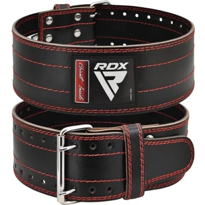 Imagen de RDX Gimnasio Cinturon Musculacion Powerlifting Entrenamiento, IPL USPA Aprobado, 6mm Cowhide Cuero Lumbar Doble Hebilla Peso Levantamiento Cinturón para Gym Fitness Ejercicio De Físico Deadlifts