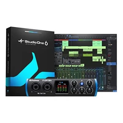 Imagen de PreSonus Studio 24c, Interfaz de Audio USB C, Para Grabación, Difusión, Podcasting con Paquete Software incluido One Artist, Ableton Live Lite DAW