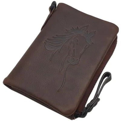 Imagen de myledershop Cartera de piel vacuno, con diseño caballo y protección RFID NFC, marrón, talla única, Moderno