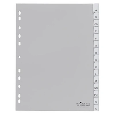 Imagen de Durable 644210 Índice de plástico (con pestañas en blanco, retrato A4) 15 partes, gris