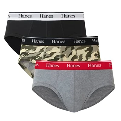 Imagen de Hanes Originals paquete de calzoncillos algodón elástico, ropa interior que absorbe la humedad para hombre, 3, Negro/Concrete Heather/Camo, L
