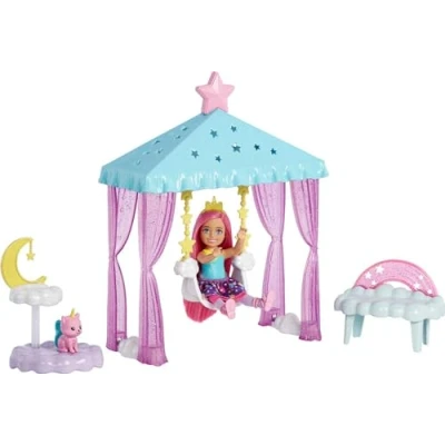 Imagen de Barbie Dreamtopia Chelsea Parque en Las Nubes Muñeca con Mascota, Columpio y Accesorios, Juguete +3 años (Mattel HLC27)