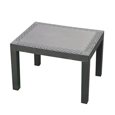 Imagen de Spetebo mesa de jardín Jack antracita con aspecto ratán, 59 x 46 cm, plástico, para jardín, auxiliar balcón, comedor, pequeña, resistente a la intemperie, exterior