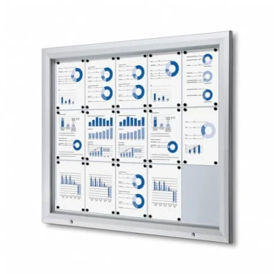 Imagen de Danieli Store Tablón Certificado Para Exterior IP56, Vidrio de Seguridad, Hermético y Resistente al Fuego Aluminio, Magnético con 2 Llaves Paredes (15 x A4)