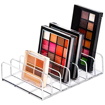 Imagen de JessLab Organizador de Paleta, Maquillaje Plástico con 7 Compartimentos Rubor Contorno Sombra Ojos Soporte Almacenamiento Cosméticos para Baño Vanidad Encimera, Transparente, L