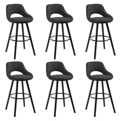 Imagen de WOLTU 6X Taburetes de Bar con Respaldo Sillas Cocina Juego 6 Altos Marco Madera Maciza Tela Silla Diseño Antracita BH291an