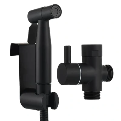 Imagen de Tecmolog Kit Grifo Bidet Acero Inoxidable Ducha de Lavabo Negro Pulverizador Inodoro Mano con Manguera WC, Soporte Bide, WS024CF