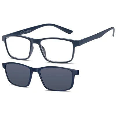 Imagen de NEW VISION Gafas de Lectura, con Clip Magnético para Sol, Protección 100% UVA y UVB, NV8126 Lectura Hombres Mujeres (AZUL, 2, x)