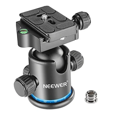 Imagen de NEEWER Rótula de Bola Trípode 36MM Metal Panorámico 360 con Placa Liberación Rápida Tipo Arca, Tornillo 1/4&quot;, Carga Máxima 17.6lb/8kg, para Monopié, Deslizador, Cámara DSLR(Azul)