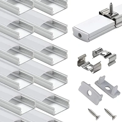 Imagen de perfil LED de aluminio 10 x 1 m StarlandLed Pack en forma U con cubierta, tapas finales y clips montaje para luces …