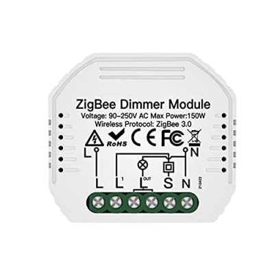 Imagen de ZigBee Regulador de intensidad 220 V, LED Triac Dimmer ZigBee, función también con botón N.O. Memoria y temporizador, App TUYA, compatible Alexa Google Home