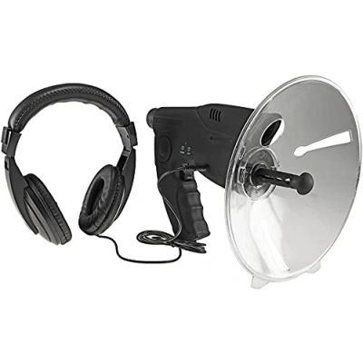 Imagen de ChiliTec Micrófono parabólico direccional con Auriculares, función de grabación, diámetro 26 cm, Alcance máximo 90 m