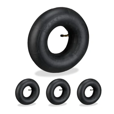 Imagen de Relaxdays 4 Cámaras para Ruedas de Carretilla 3.50 4&quot;, Neumáticos Repuesto Carro Jardín, Válvula, Goma, Negro, Caucho, 3.00 4&quot;