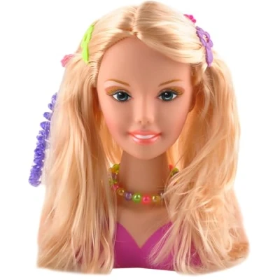 Imagen de KRUZZEL Cabezal de peinado giratorio rubio accesorio para peinados peluquería juego niños a partir 3 años 23437