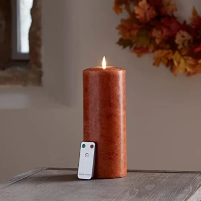 Imagen de Lights4fun TruGlow® Vela LED de cera auténtica con mando a distancia y temporizador, 25 cm, funciona pilas, para decoración otoño, Halloween