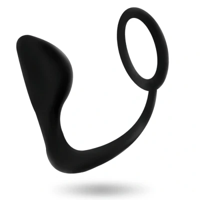 Imagen de Vibrador Plug anal con anillo pene color negro de Adicted Toys