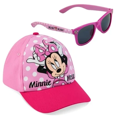 Imagen de Disney Conjunto de Gafas Sol y Gorra Béisbol para Niñas, con Protección UV al 100% (Rosa Minnie)