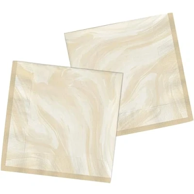 Imagen de Folat 61914 Vajilla de Fiesta Servilletas 33cmx33cm 20 piezas Beige Mármol papel para Cumpleanos, infantil, Despedida Soltera, Compromiso, Boda, Aniversario