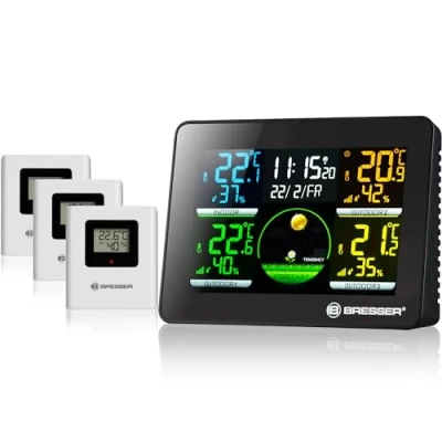 Imagen de Bresser TERMÓMETRO/HIGRÓMETRO QUADRO NLX 3 SENSORE, Negro