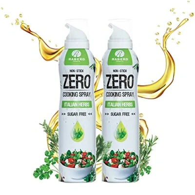 Imagen de Rabeko Zero Spray para cocinar bajo en calorías HIERBAS ITALIANAS 800 raciones, 2 kcal por pulverización freír, asar y hornear sin aditivos, azúcarsin gluten x 200ml