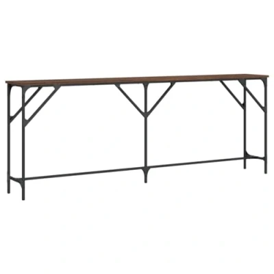 Imagen de vidaXL Mesa Consola, Mesita con Patas Ajustables, Auxiliar de Sofá, para Salón Pasillo Entrada, Madera Ingeniería Marrón Roble