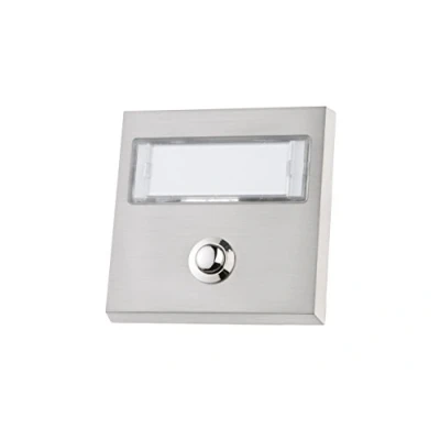 Imagen de HUBER Pulsador de timbre superficie metal con placa identificación extra grande para nombres largos y dobles I retroiluminación LED