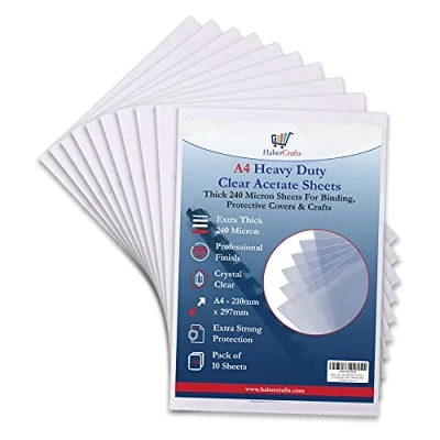 Imagen de hojas de acetato transparentes resistentes 240 micras, plástico PVC extra gruesas, cubierta transparente para cubiertas protectoras, plantillas grabado, manualidades (A4 100 hojas)