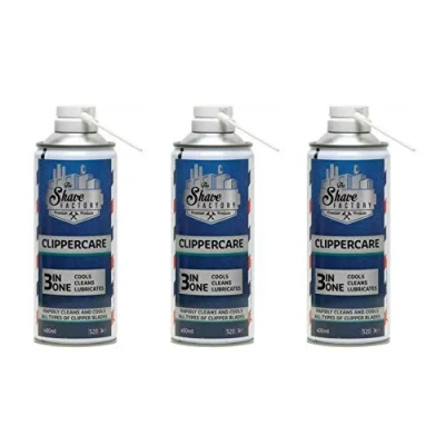 Imagen de The Shave Factory Spray para cuchillas de Clippercare 400 ml, el cuidado tu máquina, espray maquinilla cortar pelo, accesorio barbero (3 unidades)