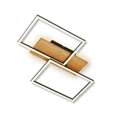 Imagen de Briloner Cornisa LED plafón, 50x41 cm, madera, atenuable
