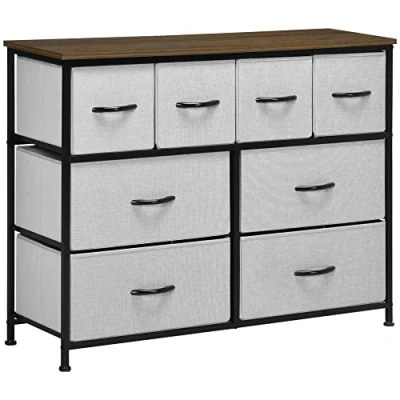 Imagen de HOMCOM Cajonera con 8 cajones (100 x 30 78 cm), color negro