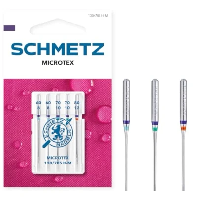 Imagen de SCHMETZ Agujas para máquinas de coser 5 Microtex 130/705 H M Grosor aguja 60/8 (2x), 70/10 (2x) y 80/12 (1x) Compatibles con todas las domésticas convencionales