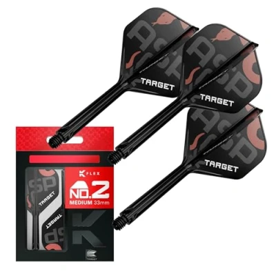 Imagen de Target Darts Nathan Aspinall K Flex Flights and Shaft System, No.2 (Medio, 33mm) Pack de 3 Kflex All In One Flights, Player Edition Accesorios para Dardos Potencia Dart