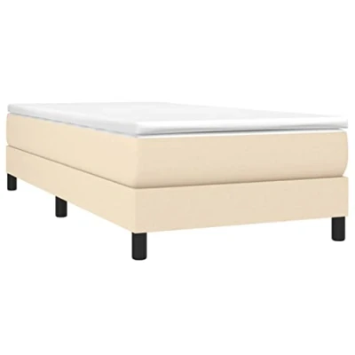 Imagen de vidaXL Estructura de Cama, Somier Individual Listones, Base Cama Tapizada, Mueble para Dormitorio Hogar, Tela Color Crema 90x190 cm