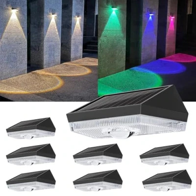 Imagen de ELLASAY Luz Solar Exterior,10 Color modos de RGB LED Aplique Exterior Jardín,IP65 Impermeable Lámparas Solares,Luces parad valla terraza Patio 8 piezas
