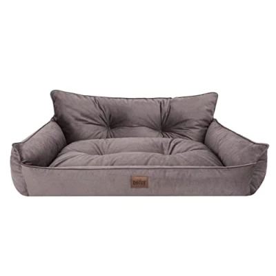 Imagen de Bjird Cama Perro Cuna para Perros Dormir, con Funda de Cordura Extraíble (Lavable a 30) Pequeños y Grandes Sofa 132 x 106 cm marrón Fancy
