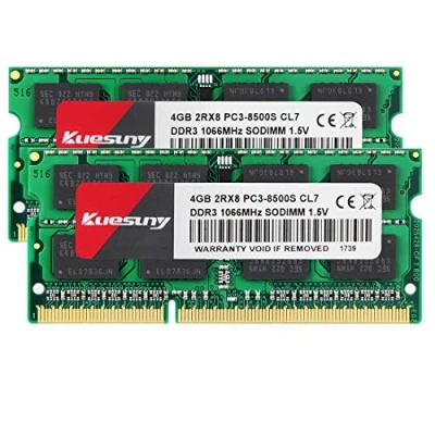 Imagen de Kuesuny 8GB Kit (2 x 4GB) PC3 8500S 1066MHz 1067MHz DDR3 8500 SODIMM RAM Upgrade for Late 2008, Early/Mid/Late 2009, Mid 2010