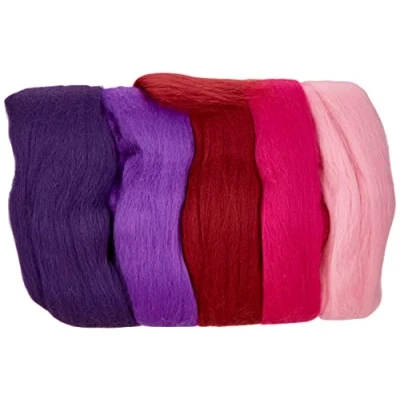 Imagen de Rayher Lana merino, tonos rosados, para afieltrar y manualidades, 5 vellones de 10 g, 5365000