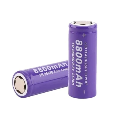 Imagen de 26650 Pilas Recargables, 3.7V 8800mAh Baterías de Litio Batería Gran Capacidad Flat Top Li Ion Bateria para Linternas LED, Linterna Frontal, Dispositivos Electrónicos