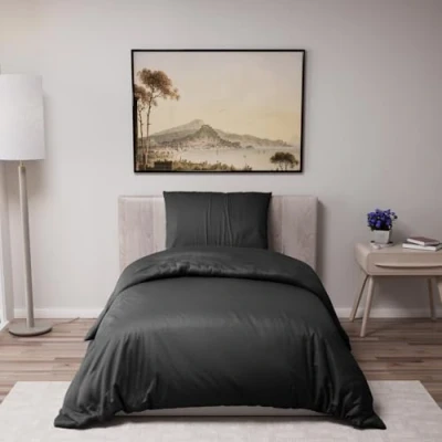 Imagen de Funda Nordica Cama 140x200 cm con 1 Almohada 65x65 Negro nordicas de 100% Microfibra. Certificada sin Productos Químicos (Oeko Tex)