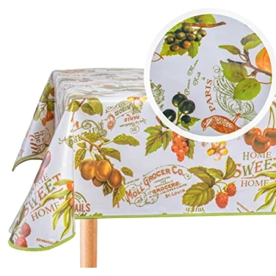 Imagen de Home Direct Mantel de hule rectangular PVC, fácil limpiar, 140 x 200 cm, 55 78 color fruta