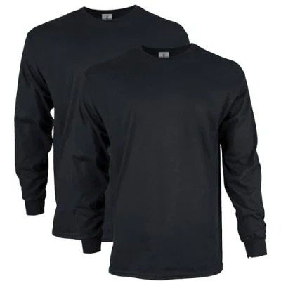 Imagen de Gildan Camiseta de manga larga algodón para hombre, estilo G2400, paquete 2 unidades negro X Large