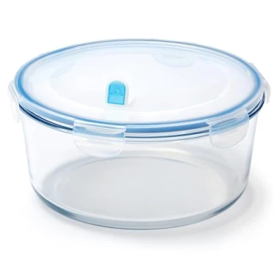 Imagen de NUTRIUPS Recipientes herméticos grandes de vidrio para almacenamiento alimentos 2,8 L con tapas, juego redondo alimentos, sin BPA, preparación comidas, viajes,