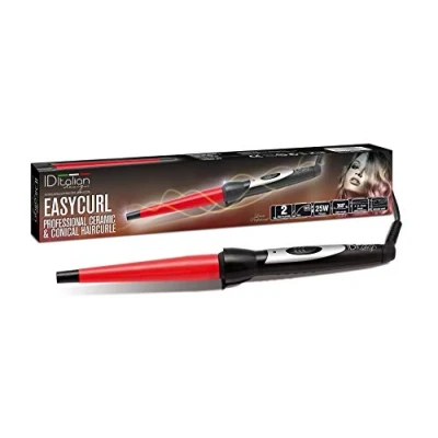 Imagen de ID Italian Design Rizador de Pelo Cónico Profesional Easy Curl, Moldeador del Cabello Rojo, 35.5 x 4 6.5 cm
