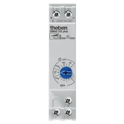 Imagen de Theben 5320001 DIMAX 532 Plus Dimmer Universal para Cargas C, L y R con reconocimiento automático de Carga Carril DIN