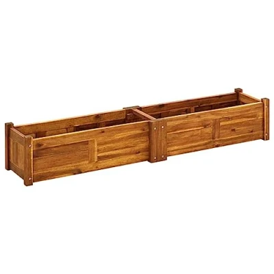 Imagen de Helloshop26 Jardinera cama elevada Plantas Flores Jardín 150 x 30 25 cm Madera de acacia 02_0001183