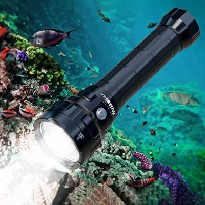 Imagen de Wurkkos DL70 Antorcha subacuática de buceo, 13000 lúmenes, 4 * XHP50.2 LED, Super brillante, 2*5000 mAh Dispositivo recargable y cargador