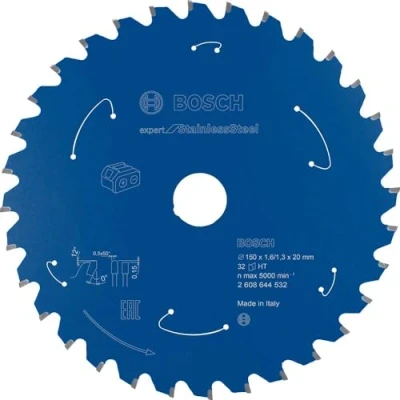 Imagen de Bosch Professional Disco de sierra circular Expert for Stainless Steel (acero fino, 150 x 20 1,6 mm, 32 dientes, accesorio sin cable)