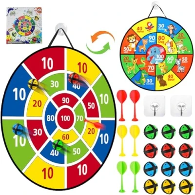 Imagen de RXKFIGX Diana de Juego Dardos Infantil Plegable 66 cm Lanzamiento Doble Cara con 12 Bolas + 6 Juegos Interior al Aire Libre para niños Regalos