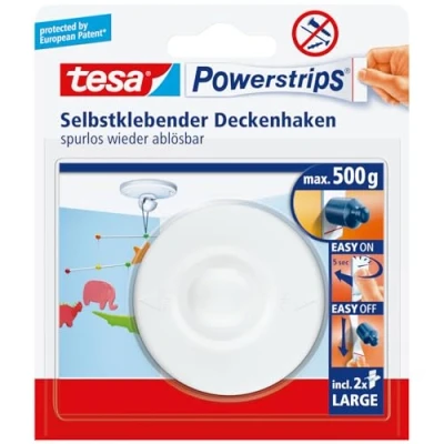 Imagen de Tesa PowerStrips 1x gancho de techo blanco incl. 2 tiras